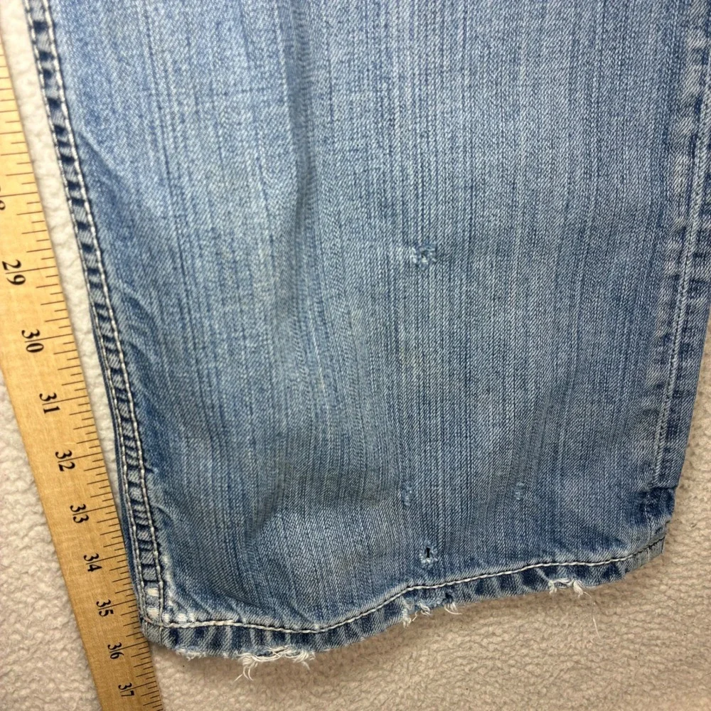 BKE Tyler Bootleg Jeans Men 32x36 Blue Fade Whiskered Distressed Western Bootcut - Picture 8 of 10